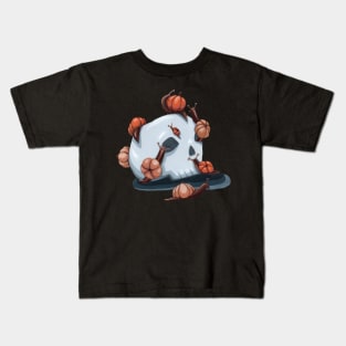 Halloween Pumpkin Snails on a Skull Kids T-Shirt